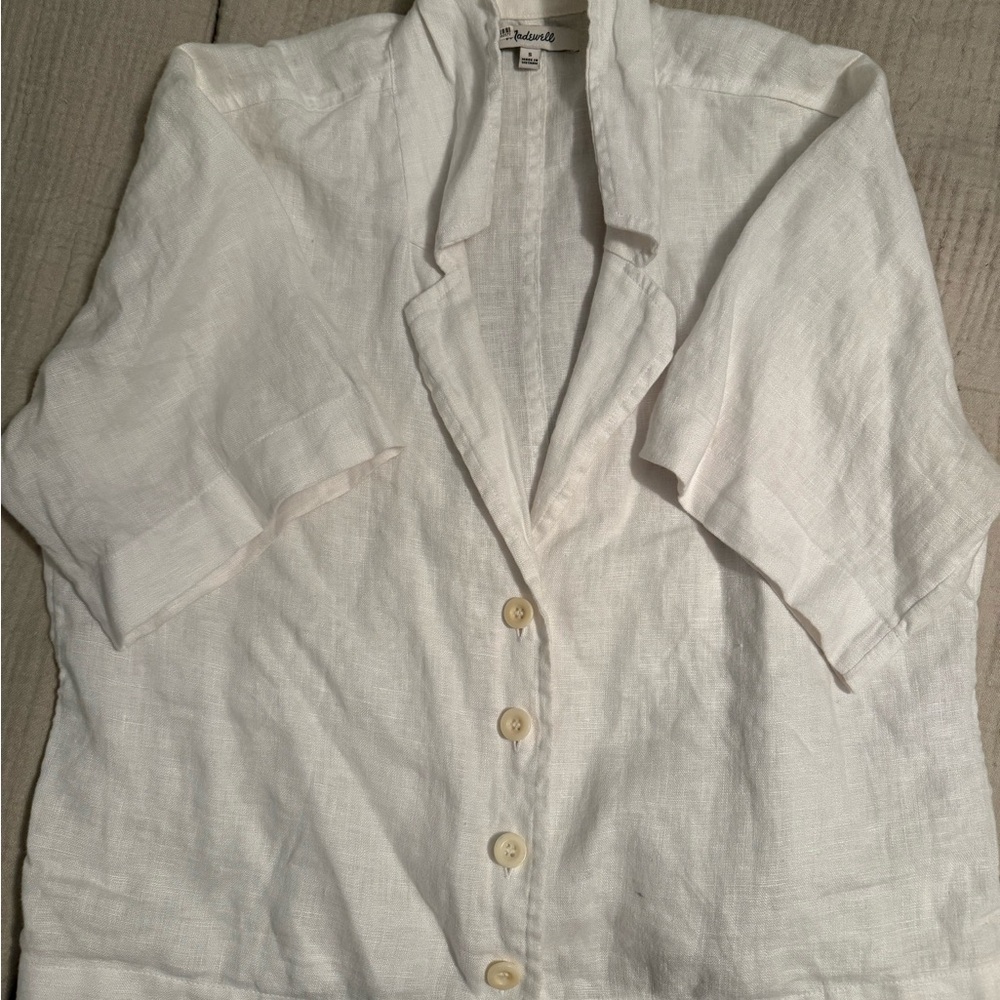 Madewell White Linen Button-Up Top